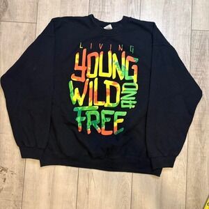 black Gildan crewneck sweatshirt featuring a tie-dye graphic men size xl